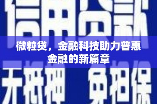 龙潭微粒贷，金融科技助力普惠金融的新篇章