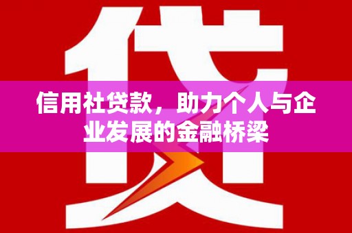 龙潭信用社贷款，助力个人与企业发展的金融桥梁