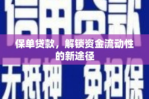 龙潭保单贷款，解锁资金流动性的新途径