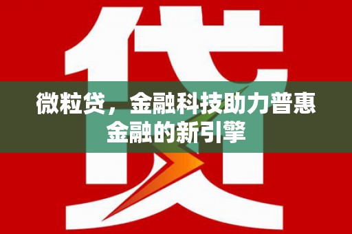龙潭微粒贷，金融科技助力普惠金融的新引擎