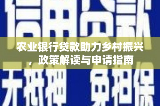 龙潭农业银行贷款助力乡村振兴，政策解读与申请指南