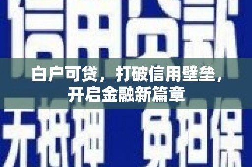 龙潭白户可贷，打破信用壁垒，开启金融新篇章