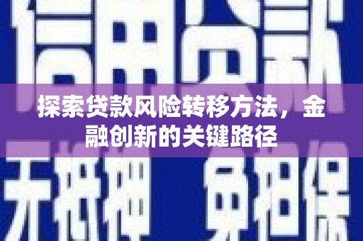 龙潭探索贷款风险转移方法，金融创新的关键路径