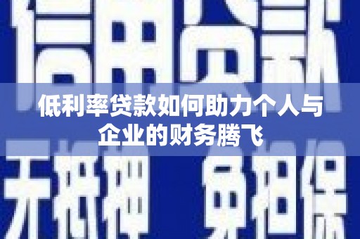 龙潭低利率贷款如何助力个人与企业的财务腾飞